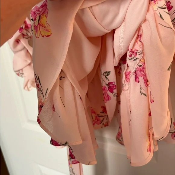 Forever 21 Light Pink Floral Long Sleeve Wrap Dress Mini size M - Picture 8 of 13